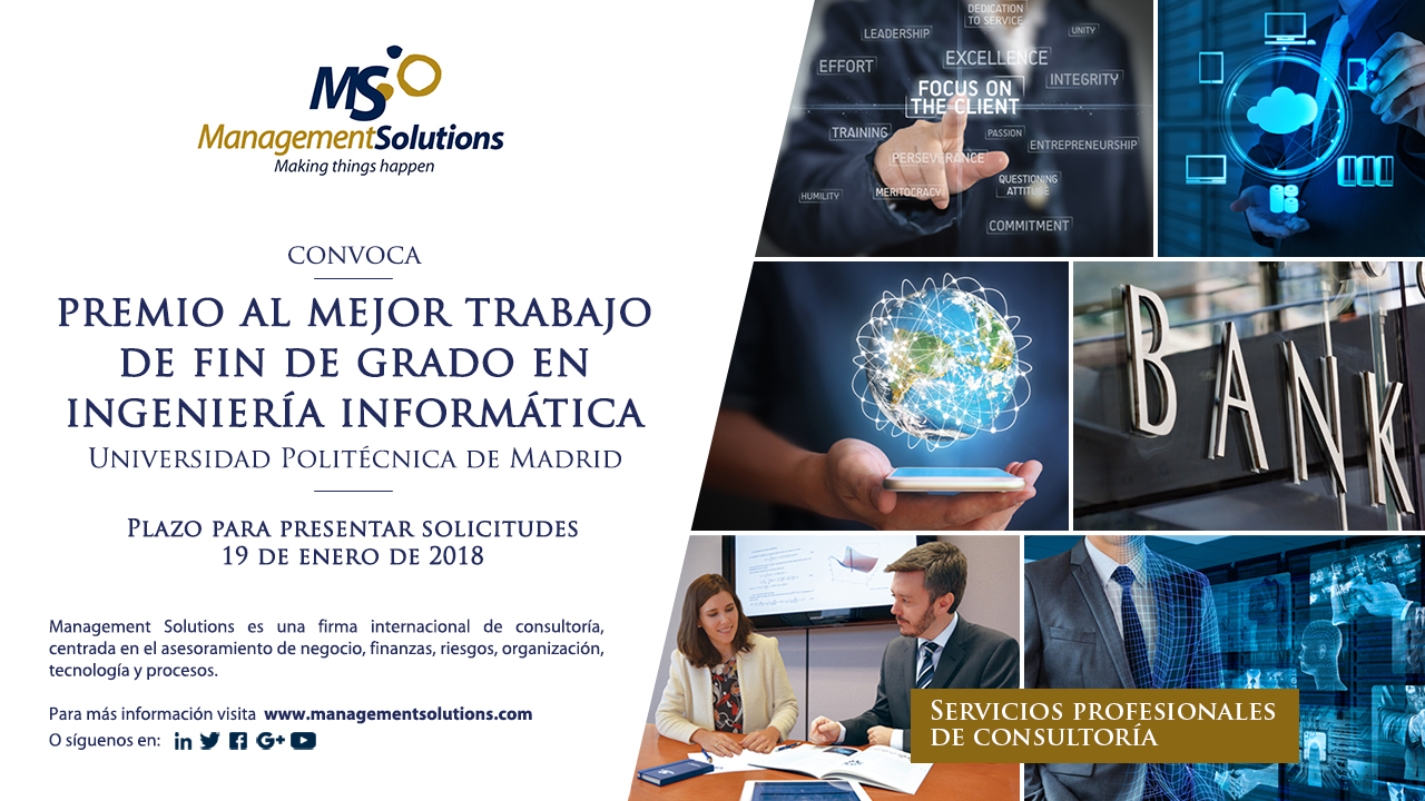 Cartel premio Management al mejor TFG. Información detallada en esta página